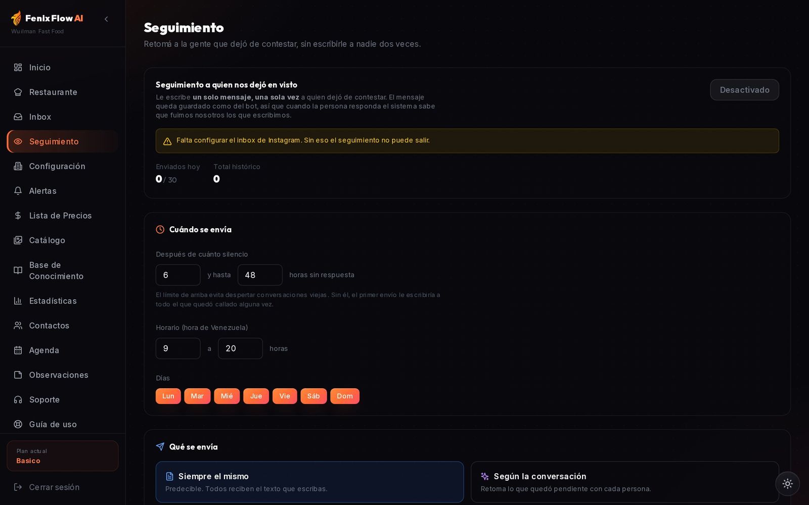 Seguimiento: cuándo se envía, qué se envía y a quién no